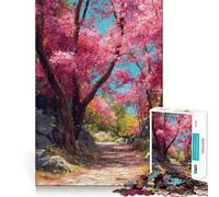 Adults 1000 Pieces Puzzle Cherry Blossom Path Painting Tight Fit Play Cognitive Skill Toy Chill Play Time Festive Leisure Gift (38x26cm)