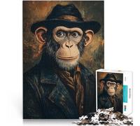 Adults 1000 Pieces Puzzle Chimp in a Hat Lernspiel-Herausforderungsspielzeug Angebot als Geschenk für die ganze Familie38x26cm