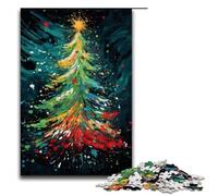Adults 1000 Pieces Puzzle Christmas Tree Is Surrounded by Splatters in The Sky DIY Puzzle Toys Great Gifts for Christmas for Teenager Age 14+ 75x50cm