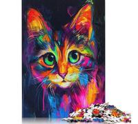 Adults 1000 Pieces Puzzle Colorful Cat Portrait Painting Puzzle Adult Jigsaw Puzzle Family Entertainment Toys 1000pcs (75x50cm)