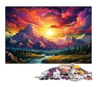Adults 1000 Pieces Puzzle Colorful Illustration of Sierra Nevada Mountains Precision Cut Jigsaw Puzzle Artwork Gift for Teenager Age 14 Years Up 1000 PCS(38x26cm)