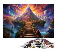 Adults 1000 Pieces Puzzle Colorful Psychedelia Leading to The Pyramid Precision Cut Jigsaw Puzzle Artwork Gift for Teenager Age 14 Years Up 1000 PCS(75x50cm)