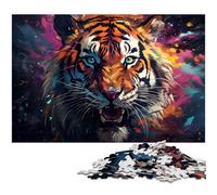 Adults 1000 Pieces Puzzle Colorful Psychedelic Art Tiger Precision Cut Jigsaw Puzzle Artwork Gift for Teenager Age 14 Years Up 1000 PCS(75x50cm)