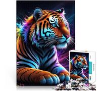 Adults 1000 Pieces Puzzle Colorful Siberian Tiger Spielzeug Lernspiele Stressabbau Tolles Geschenk für Spiele52x38cm