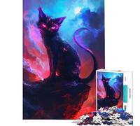 Adults 1000 Pieces Puzzle Cosmic Cat on A Cliff for Educational Game Challenging Game Toys Great Gifts for Games Family Activities (Size 38x26cm)