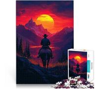 Adults 1000 Pieces Puzzle Cowboy Sunset Ride Spielzeug Lernspiele Stressabbau Geeignet für die Schreibtischdekoration75x50cm