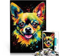 Adults 1000 Pieces Puzzle Cute Chihuahua Color Dekomprimierendes intellektuelles Lernspielzeug Lustiges Geschenk38x26cm