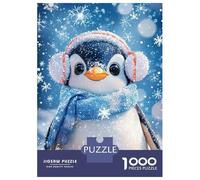 Adults 1000 Pieces Puzzle Cute Penguin Earmuffs Snowfall Jigsaws for Adults Anti-Stress Toys Precision Cutting Gifts for Friends And Family 70x50cm/1000pcs
