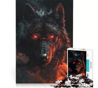 Adults 1000 Pieces Puzzle Dangerous Black Wolf, Toy Wall Decor, Fun at Home Activities, Improving Love between Couples 38x26cm
