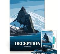 Adults 1000 Pieces Puzzle Deception Island, Antarctica Travel Poster Sharp Edge Game Mind Skill Fun Quiet Play Game Christmas Calm Gift (50x75cm)
