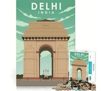 Adults 1000 Pieces Puzzle Delhi India Travel Poster Sharp Edge Game Mind Skill Fun Quiet Play Game Christmas Calm Gift (50x75cm)