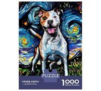 Adults 1000 Pieces Puzzle Dog Starry Night Pitbull Jigsaws for Adults Anti-Stress Toys Precision Cutting Gifts for Friends And Family 70x50cm/1000pcs