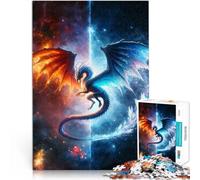 Adults 1000 Pieces Puzzle Dragon of Fire and Ice Help the brain exercise addictive toys to cultivate patience Enhance memory 50x70cm