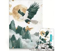 Adults 1000 Pieces Puzzle Eagle Soaring Above Mountains, Fun Games, Perfect Decoration, with Fully Interlocking Randomly Shaped Pieces 50x75cm