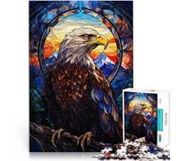 Adults 1000 Pieces Puzzle Eagle Stained Glass Family Fun 50x75cm Fun at Home Activities, Birthday Present,Travel Gifts, for and Age 14 Years Up