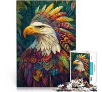 Adults 1000 Pieces Puzzle Eagle wearing Indian headdress Challenging To Complete But Fun And Humorous is ideal as gifts for the whole family 50x70cm