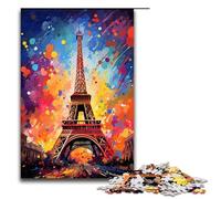 Adults 1000 Pieces Puzzle Eiffel Tower Is Surrounded by Splatters in The Style DIY Puzzle Toys Great Gifts for Christmas for Teenager Age 14+ 75x50cm