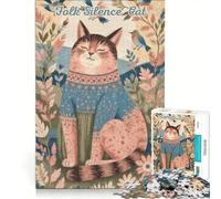 Adults 1000 Pieces Puzzle Folk Silence Cat, Toy Wall Decor, Fun at Home Activities, Improving Love between Couples 50X75CM