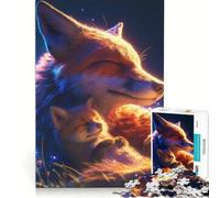 Adults 1000 Pieces Puzzle Fox Protecting Her Cub in Nature, Relaxing Games, Parent-child Interaction, Birthday Present,Travel Gifts, 38X26CM