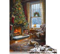 Adults 1000 Pieces Puzzle Gifts Cozy Christmas Fireplace Painting Wooden Puzzle Adult Jigsaw Puzzle Game Toys for Adults 1000pcs (75x50cm)