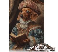 Adults 1000 Pieces Puzzle Gifts Dachshund Noble Scholar Renaissance Dog Portrait Puzzles for Adults Puzzles Brain Teaser Game 300pcs (40x28cm)