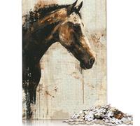 Adults 1000 Pieces Puzzle Gifts Horse Painting Portrait Puzzles for Teenagers Gifts Funny Jigsaw Puzzles 1000pcs (75x50cm)