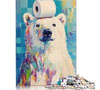 Adults 1000 Pieces Puzzle Gifts Polar Bear with Toilet Paper Wooden Puzzle Adult Jigsaw Puzzle Game Toys for Adults 1000pcs (75x50cm)