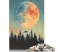 Adults 1000 Pieces Puzzle Gifts Santas Flight Under Giant Moon Christmas Wooden Puzzle Adult Jigsaw Puzzle Game Toys for Adults 1000pcs (75x50cm)