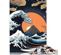 Adults 1000 Pieces Puzzle Gifts Sea Wave Japanese Art 1 Puzzles Jigsaw Puzzles for Adults Educational Game Challenge Toy 1000pcs (75x50cm)
