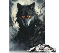 Adults 1000 Pieces Puzzle Gifts Wolf with Glowing Eyesre Wooden Puzzle Adult Jigsaw Puzzle Home Educational Games DIY Toys 1000pcs (75x50cm)