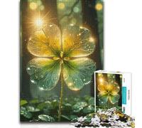Adults 1000 Pieces Puzzle Glowing Four-Leaf Clover Birthday Present Hands-on Game for 14+ Puzzle Game Offered (size 38x26cm)