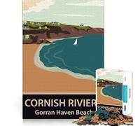 Adults 1000 Pieces Puzzle Gorran Haven Beach Sharp Edge Game Mind Skill Fun Quiet Play Game Christmas Calm Gift (50x75cm)