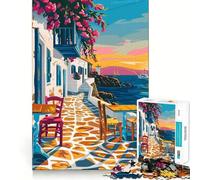 Adults 1000 Pieces Puzzle Greece Summer Travel Art Sharp Edge Game Mind Skill Fun Quiet Play Game Christmas Calm Gift (50x75cm)