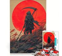 Adults 1000 Pieces Puzzle Grim Reaper Silhouette with Red Sun, Toy Wall Decor, Fun at Home Activities, Improving Love between Couples 38X26CM