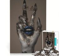 Adults 1000 Pieces Puzzle Hand with Crown And Blue Lips, Toy Wall Decor, Fun at Home Activities, Improving Love between Couples 38X26CM