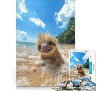 Adults 1000 Pieces Puzzle Happy Sloth at The Sea, Toy Wall Decor, Fun at Home Activities, Improving Love between Couples 50X75CM