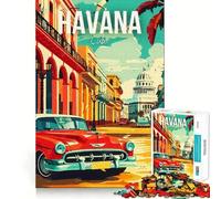 Adults 1000 Pieces Puzzle Havana Cuba Travel Sharp Edge Game Mind Skill Fun Quiet Play Game Christmas Calm Gift (50x75cm)