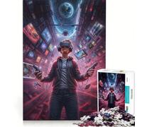 Adults 1000 Pieces Puzzle Immersive VR Gaming, Fun Games, Perfect Decoration, with Fully Interlocking Randomly Shaped Pieces (38x52cm)