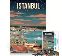 Adults 1000 Pieces Puzzle Istanbul Turkey At Night Cityscape Sharp Edge Game Mind Skill Fun Quiet Play Game Christmas Calm Gift (38x26cm)