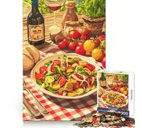 Adults 1000 Pieces Puzzle Italian Picnic Still Life Fine Joint Fun Thinking Skill Game Quiet Game Time Xmas Art Display (38x52cm)