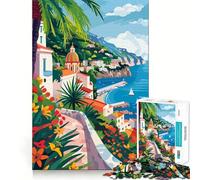 Adults 1000 Pieces Puzzle Italy Art Amalfi Sharp Edge Game Mind Skill Fun Quiet Play Game Christmas Calm Gift (38x26cm)