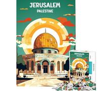 Adults 1000 Pieces Puzzle Jerusalem Palestine Poster for Educational Game Challenge Toy for Educational Game Home Art Decor Art Work Gifts (Size 38x26cm)