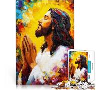Adults 1000 Pieces Puzzle Jesus Praying Painting Family Game Stress Reliever Difficult Challenge Parent-child interaction 50x70cm