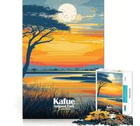 Adults 1000 Pieces Puzzle Kafue National Park Zambia Illustration Sharp Edge Game Mind Skill Fun Quiet Play Game Christmas Calm Gift (38x52cm)