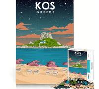 Adults 1000 Pieces Puzzle Kos Greece at Night Sharp Edge Game Mind Skill Fun Quiet Play Game Christmas Calm Gift (38x52cm)