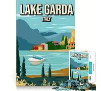 Adults 1000 Pieces Puzzle Lake Garda Italy Travel Sharp Edge Game Mind Skill Fun Quiet Play Game Christmas Calm Gift (38x52cm)