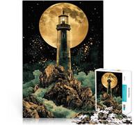 Adults 1000 Pieces Puzzle Lighthouse Under Full Moon Spiele Spielzeug Geschenk Tolles Geschenk für Spiele75x50cm
