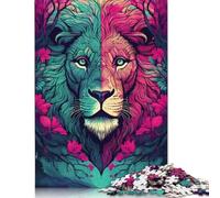 Adults 1000 Pieces Puzzle Lion with Floral Frame Puzzles for Teenagers Gifts Jigsaw Puzzles for Adults 1000pcs (75x50cm)