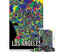 Adults 1000 Pieces Puzzle Los Angeles Colorful Map Fine Joint Fun Thinking Skill Game Quiet Game Time Xmas Art Display (38x52cm)