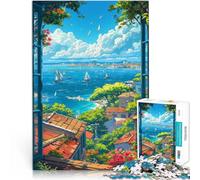 Adults 1000 Pieces Puzzle Mediterranean View Spielspielzeug als Familiengeschenk Tolles Geschenk für Spiele38x52cm